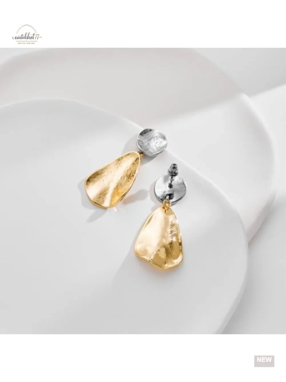 Gold Plated Geometric Chunky Dangle Earrings Statement Jewelry